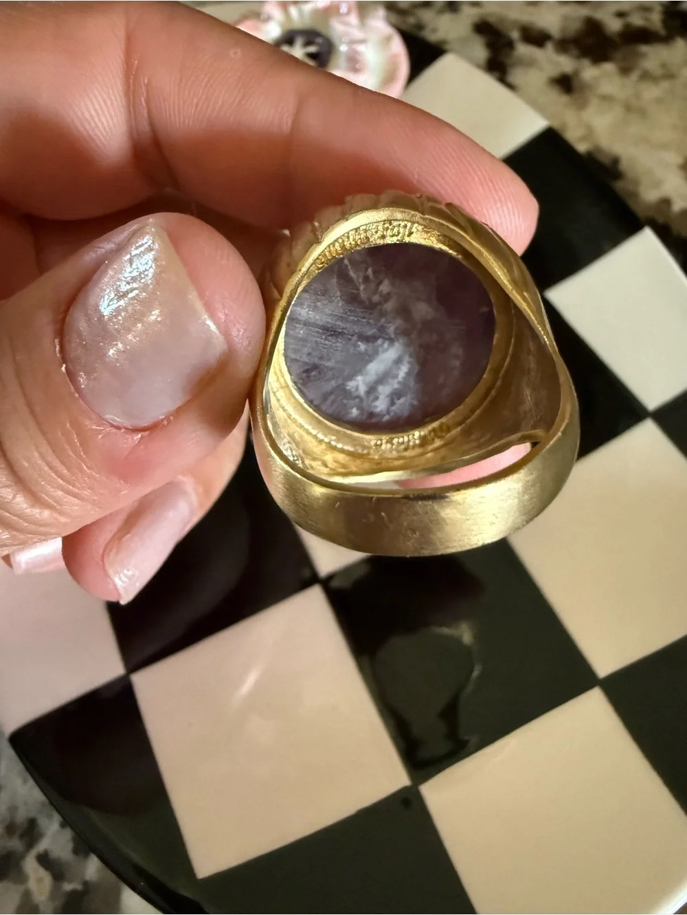 Sheila Fajl Purple Amethyst & Gold-plated Bronze Dome Statement Ring, sz. 11